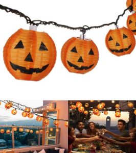 10 Jack O Lanterns Pumpkin String Lights 